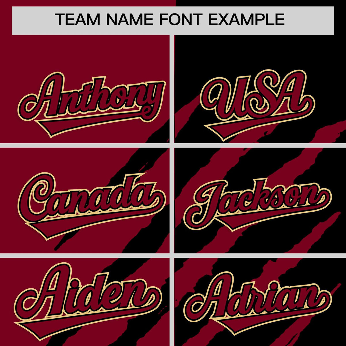 Custom Crimson Black Split Tiger Claw Scratch Pattern Baseball Jersey