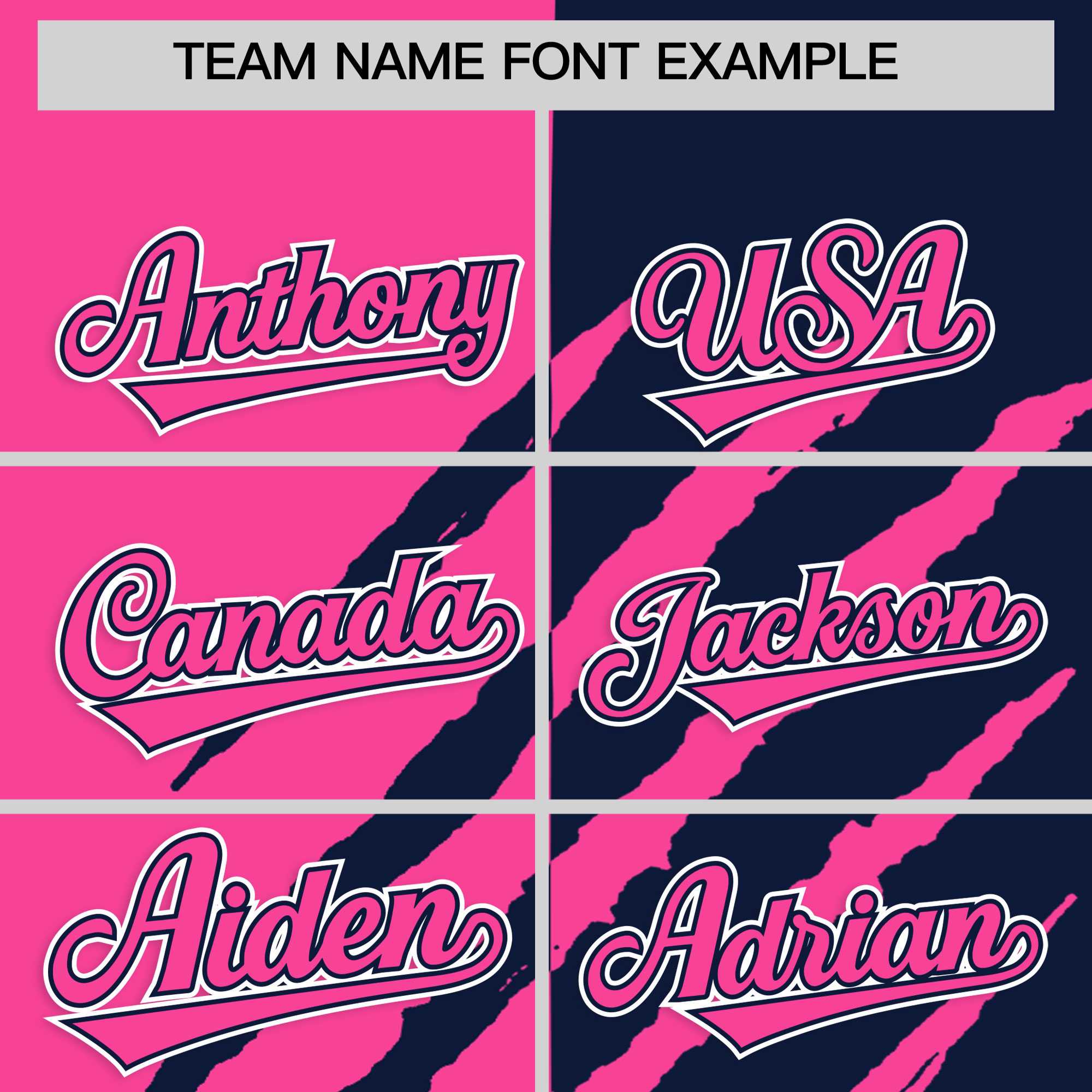 Custom Pink Navy Split Tiger Claw Scratch Pattern Baseball Jersey