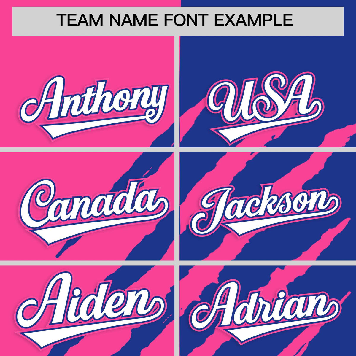 Custom Pink Royal Blue Split Tiger Claw Scratch Pattern Baseball Jersey