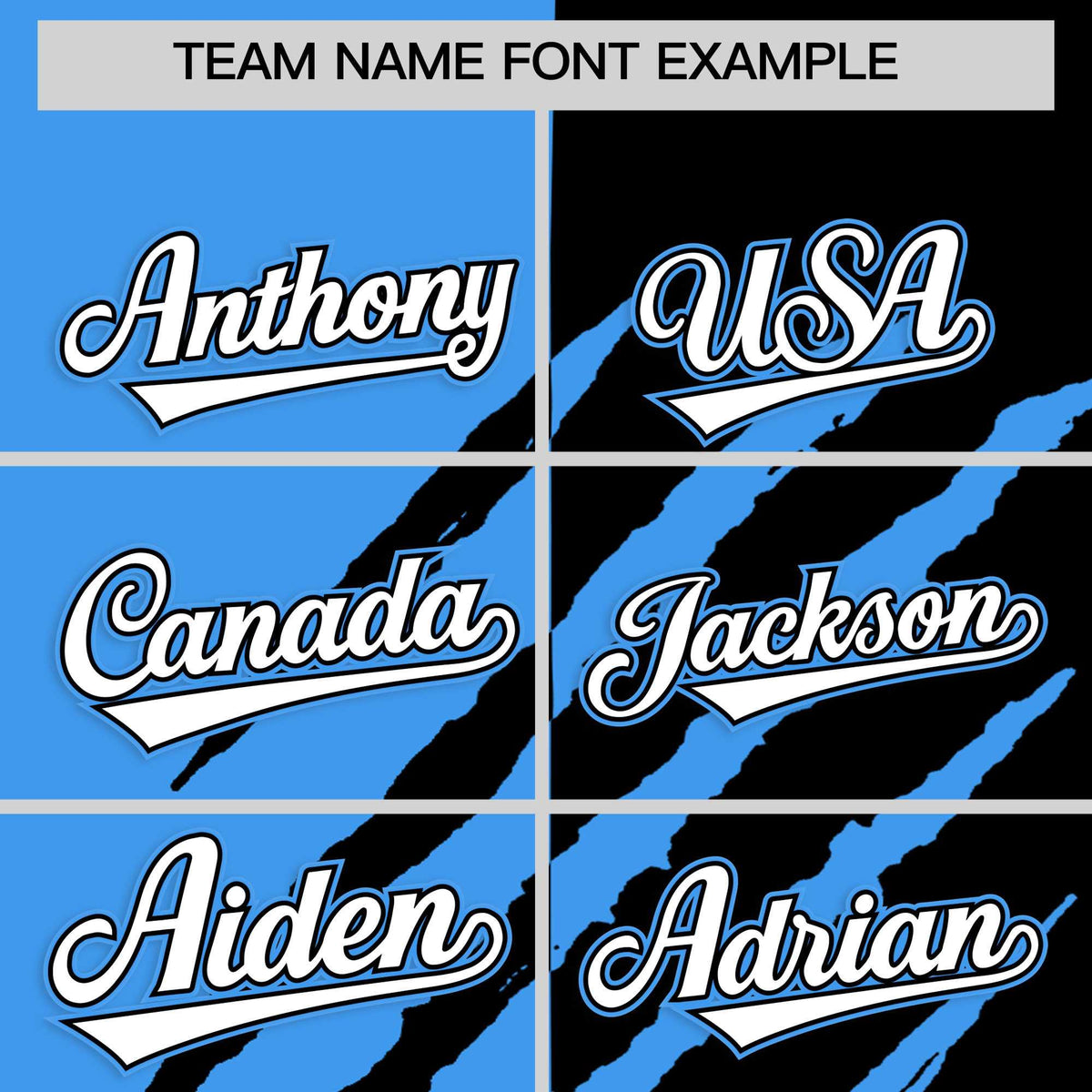 Custom Powder Blue Black Split Tiger Claw Scratch Pattern Baseball Jersey