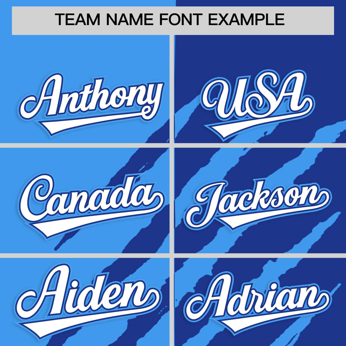 Custom Powder Blue Royal Blue Split Tiger Claw Scratch Pattern Baseball Jersey