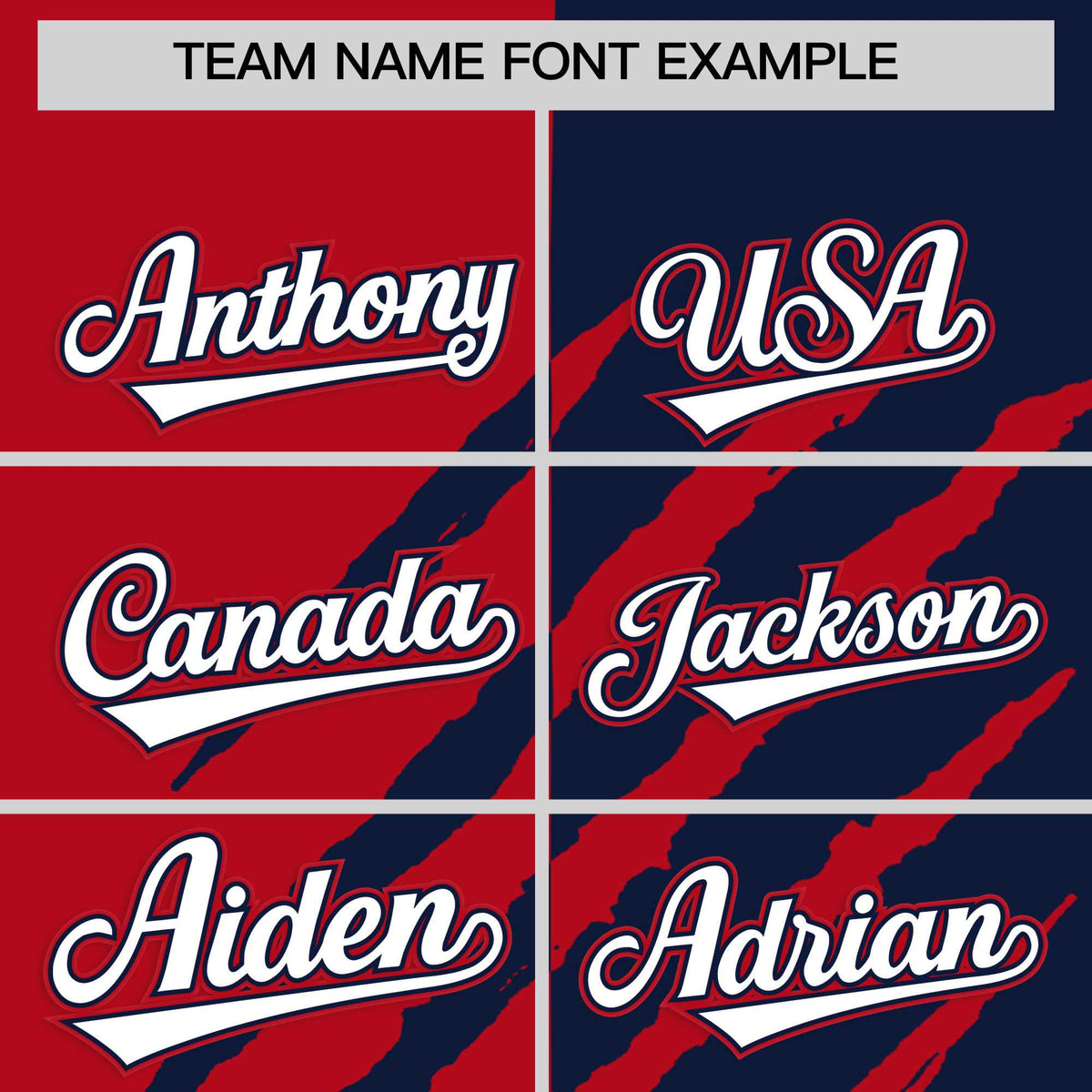 Custom Red Navy Split Tiger Claw Scratch Pattern Baseball Jersey