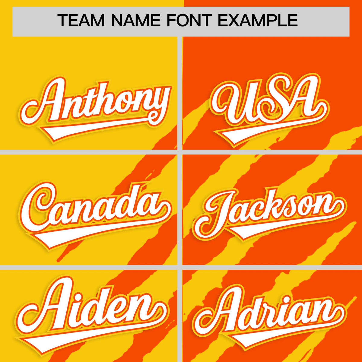 Custom Gold Orange Split Tiger Claw Scratch Pattern Baseball Jersey