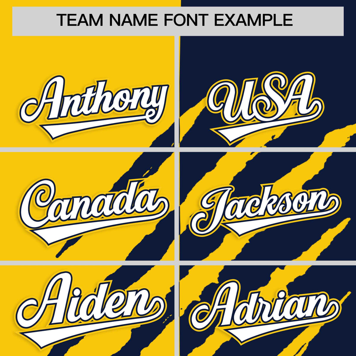 Custom Gold Navy Split Tiger Claw Scratch Pattern Baseball Jersey