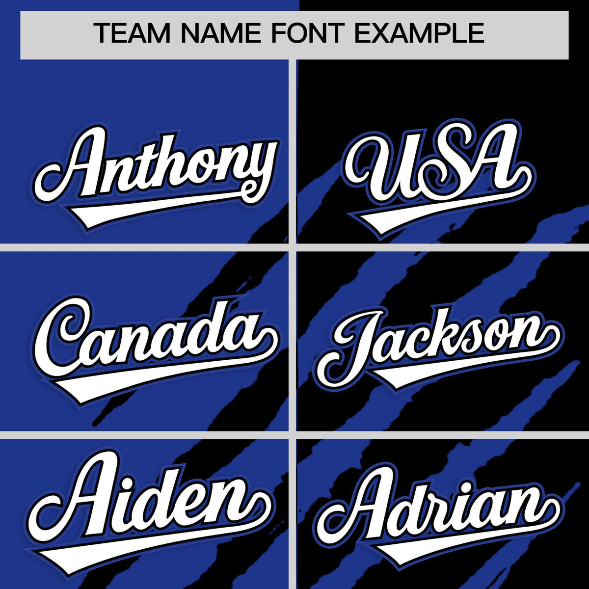 Custom Royal Blue Black Split Tiger Claw Scratch Pattern Baseball Jersey