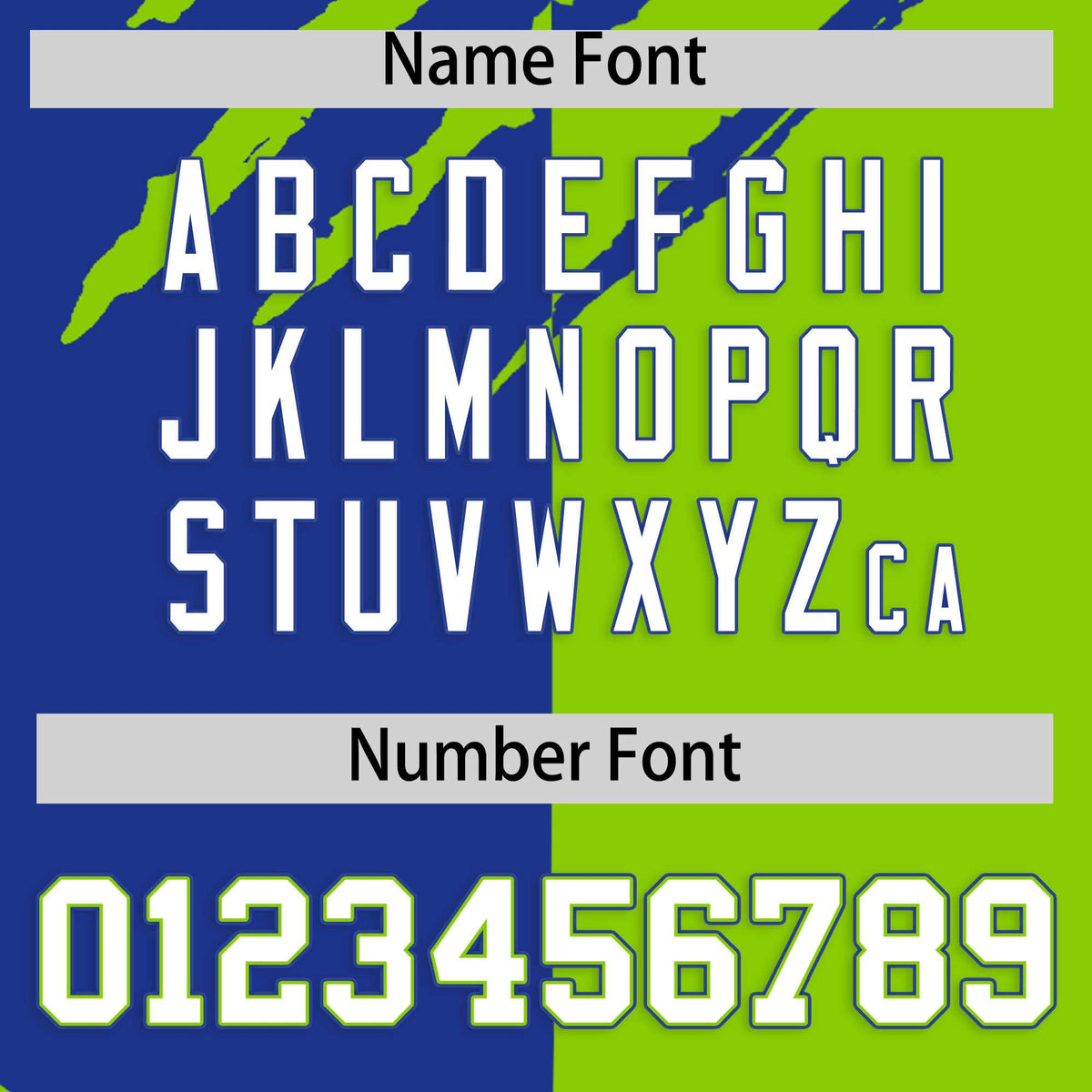 Custom Royal Blue Neon Green Split Tiger Claw Scratch Pattern Baseball Jersey