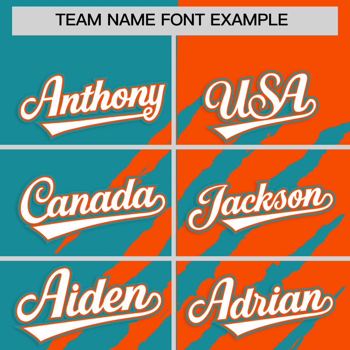 Custom Aqua Orange Split Tiger Claw Scratch Pattern Baseball Jersey