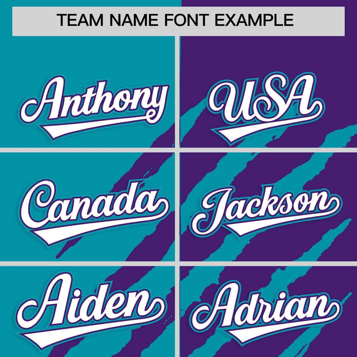 Custom Aqua Purple Split Tiger Claw Scratch Pattern Baseball Jersey