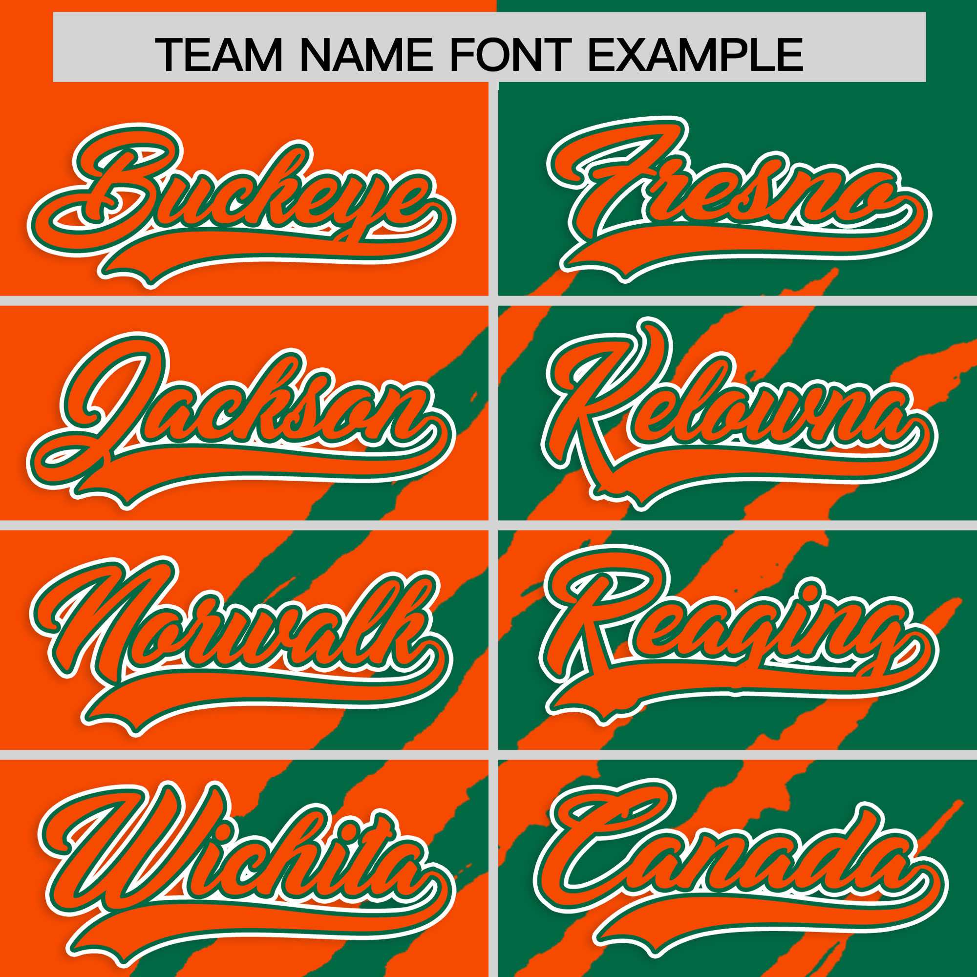 Custom Orange Kelly Green Split Tiger Claw Scratch Pattern Baseball Jersey