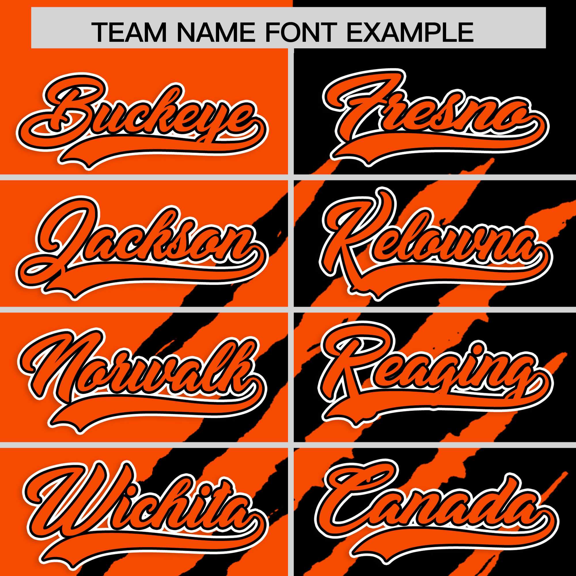 Custom Orange Black Split Tiger Claw Scratch Pattern Baseball Jersey