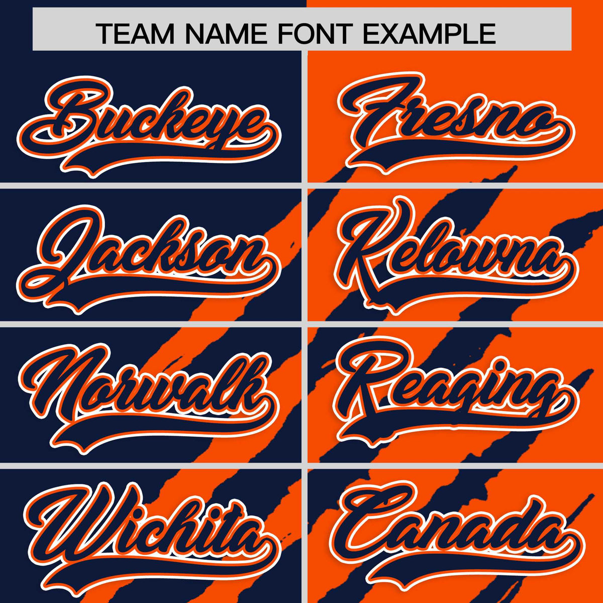 Custom Navy Orange Split Tiger Claw Scratch Pattern Baseball Jersey