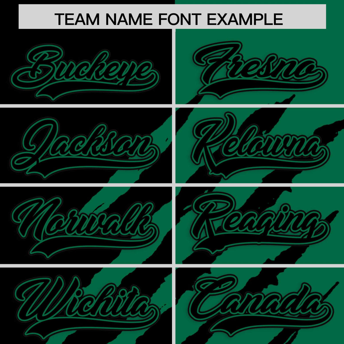 Custom Black Kelly Green Split Tiger Claw Scratch Pattern Baseball Jersey