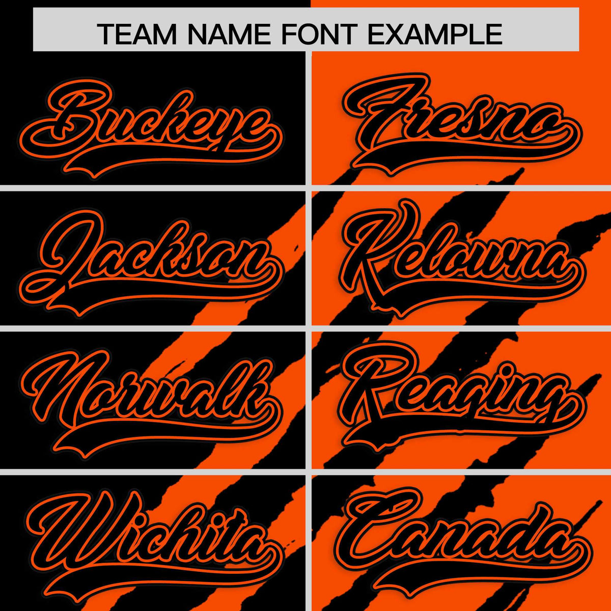 Custom Black Orange Split Tiger Claw Scratch Pattern Baseball Jersey