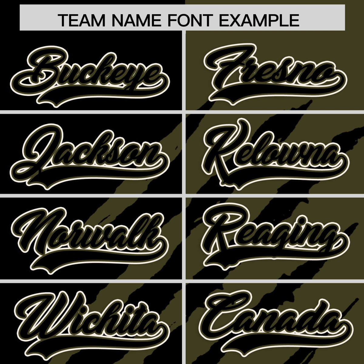 Custom Black Olive Split Tiger Claw Scratch Pattern Baseball Jersey