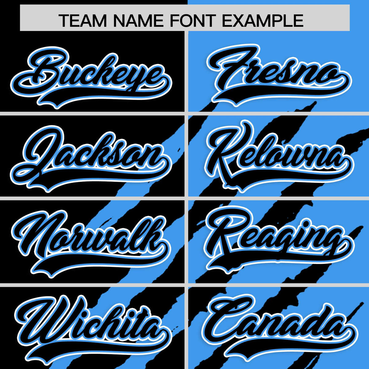 Custom Black Powder Blue Split Tiger Claw Scratch Pattern Baseball Jersey