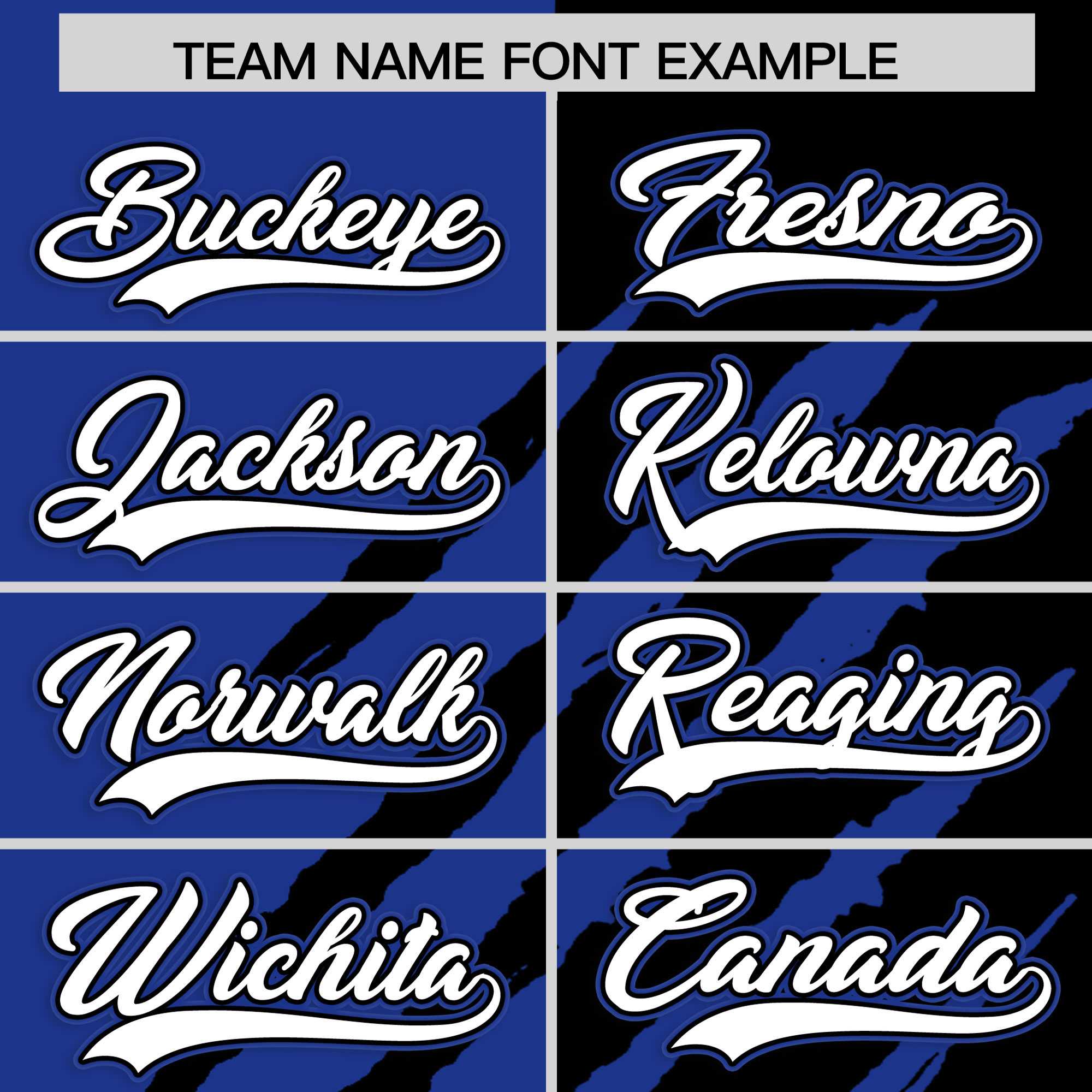 Custom Royal Blue Black Split Tiger Claw Scratch Pattern Baseball Jersey