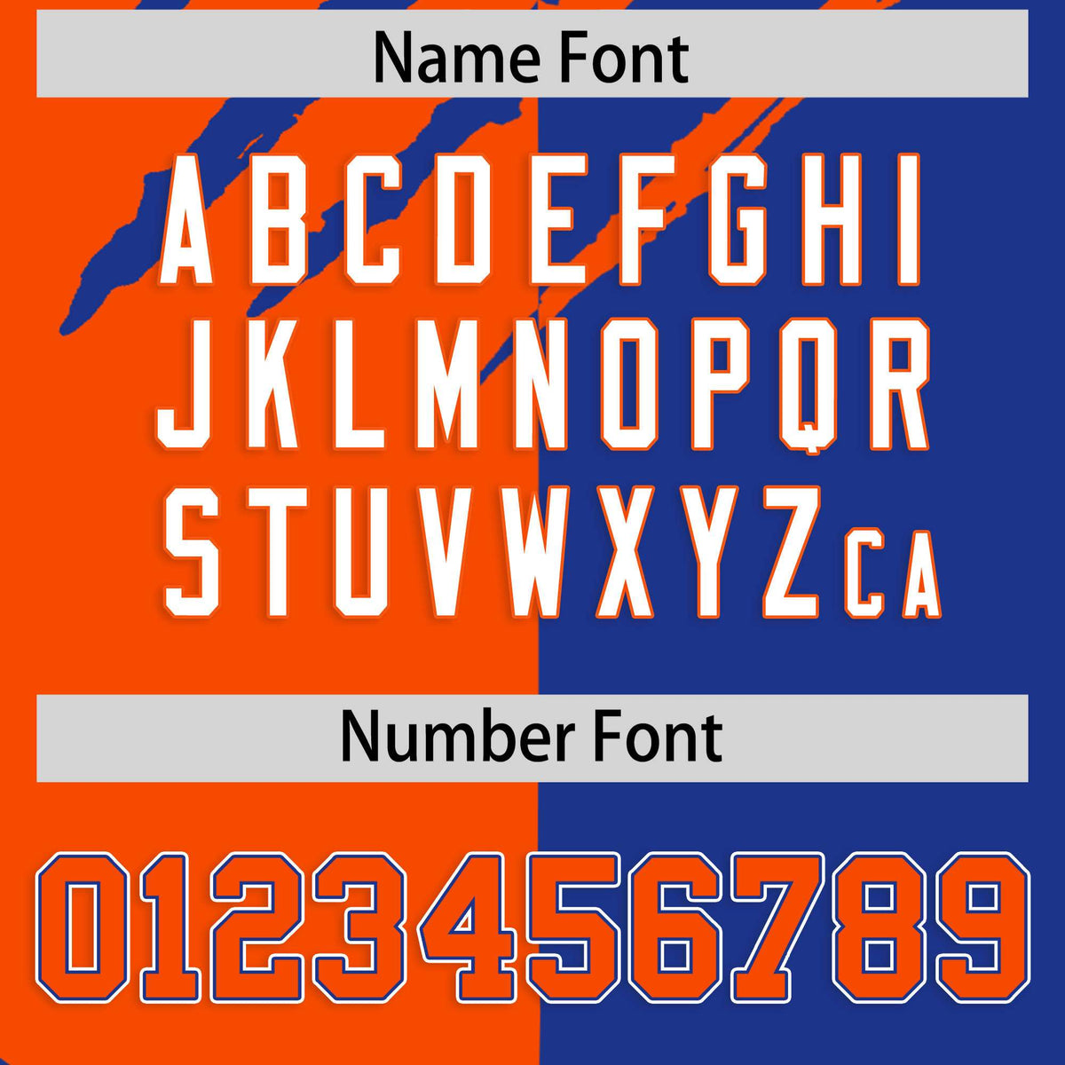 Custom Orange Royal Blue Split Tiger Claw Scratch Pattern Baseball Jersey