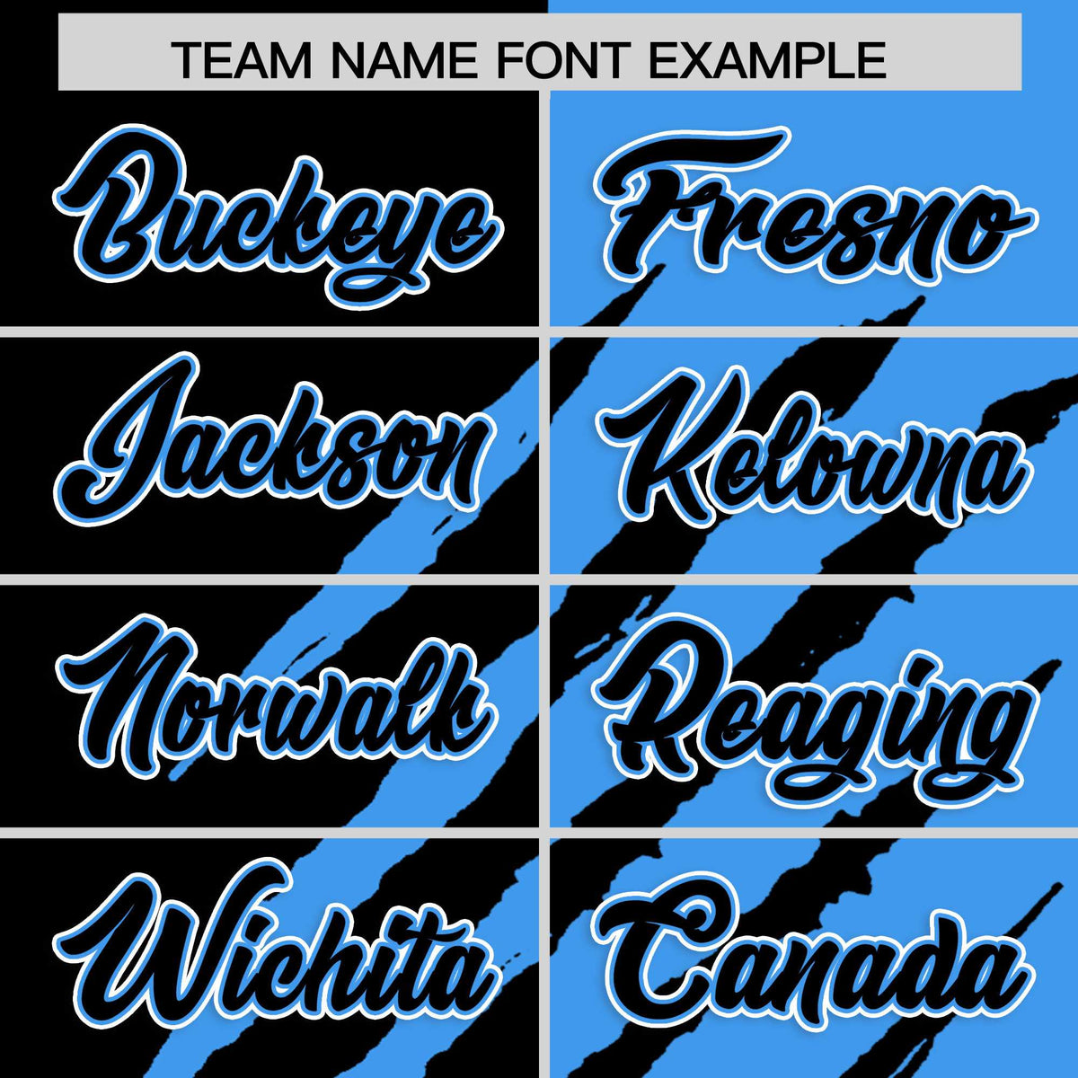 Custom Black Powder Blue Split Tiger Claw Scratch Pattern Baseball Jersey