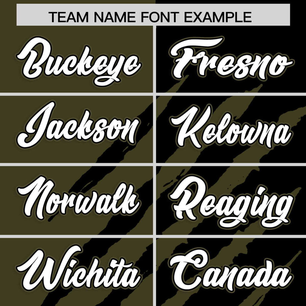 Custom Olive Black Split Tiger Claw Scratch Pattern Baseball Jersey