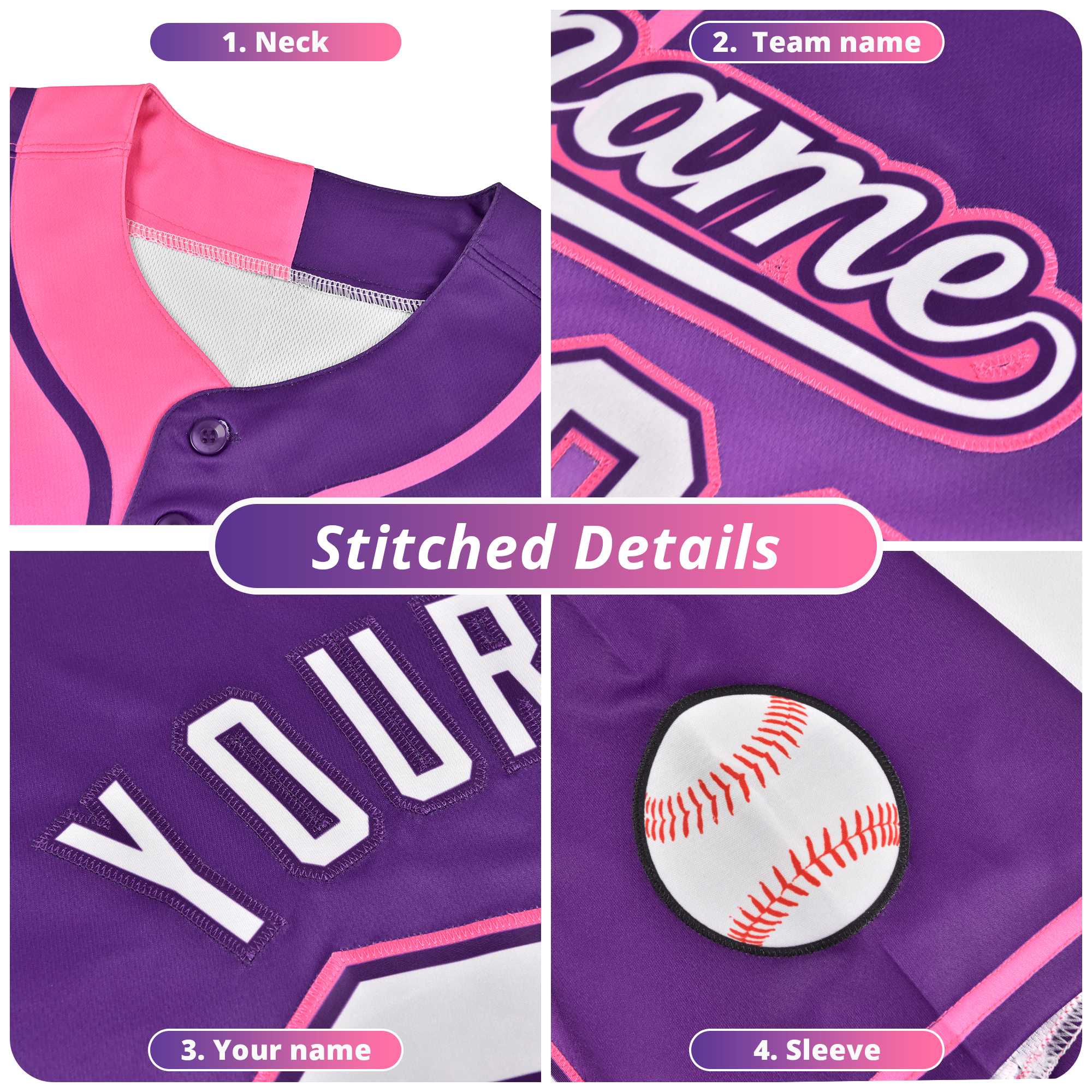 Custom Purple Gold Split Tiger Claw Scratch Pattern Baseball Jersey