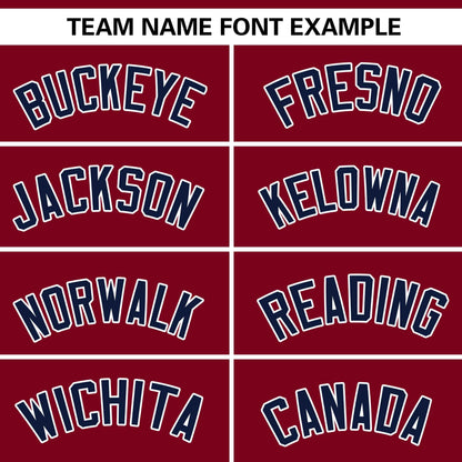 Custom Crimson Navy Personalized Gradient Ribbed Design Authentic Baseball Jersey