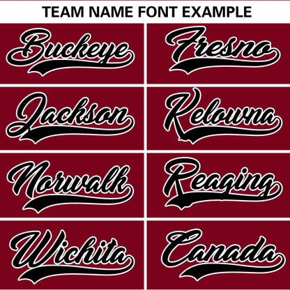 Custom Crimson Black Personalized Gradient Ribbed Design Authentic Baseball Jersey
