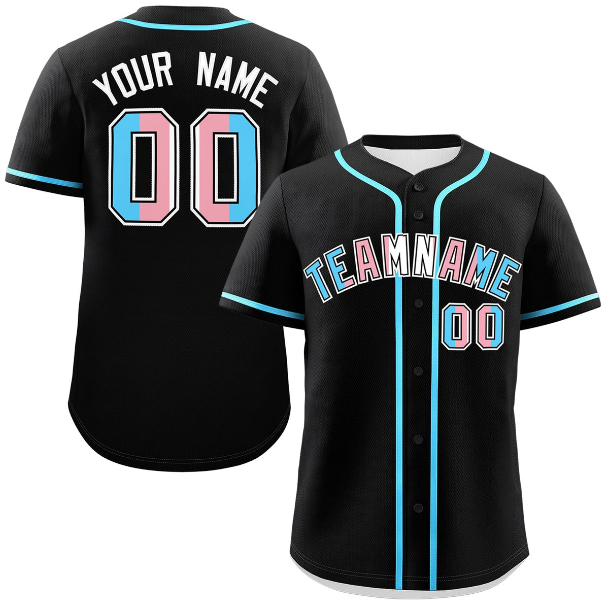 Custom Black Powder Blue Transgender For Pride Month Classic Style Baseball Jersey| KXKSHOP