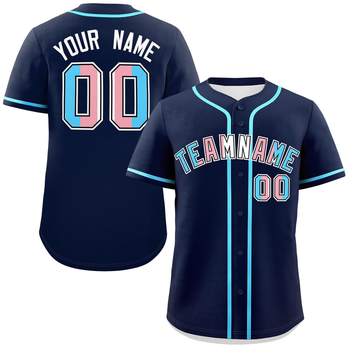 Custom Navy Powder Blue Transgender For Pride Month Classic Style Baseball Jersey| KXKSHOP