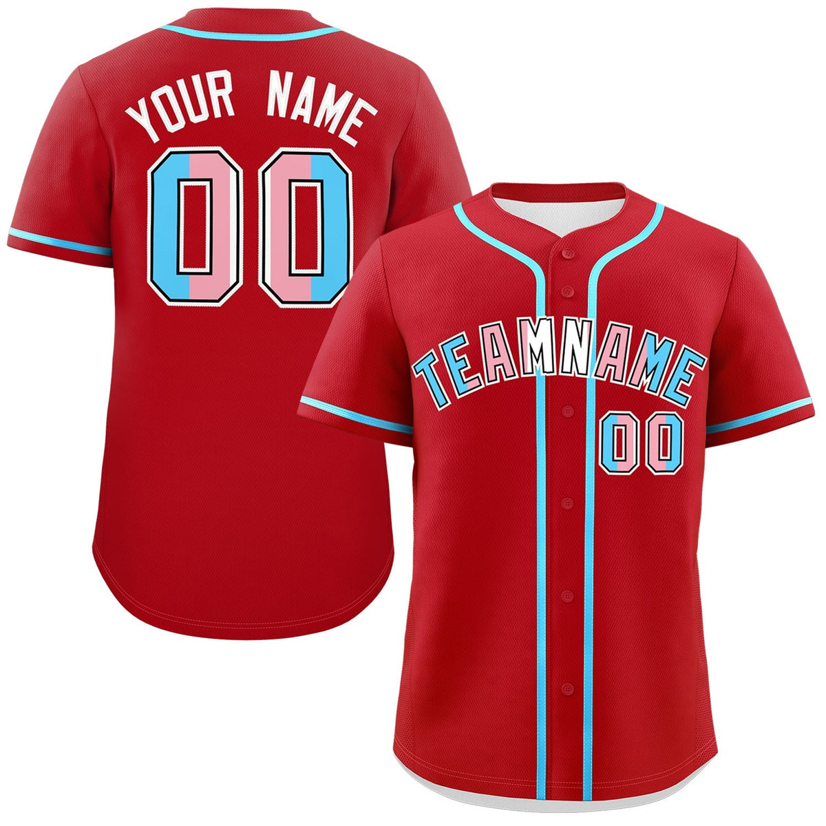 Custom Red Powder Blue Transgender For Pride Month Classic Style Baseball Jersey| KXKSHOP