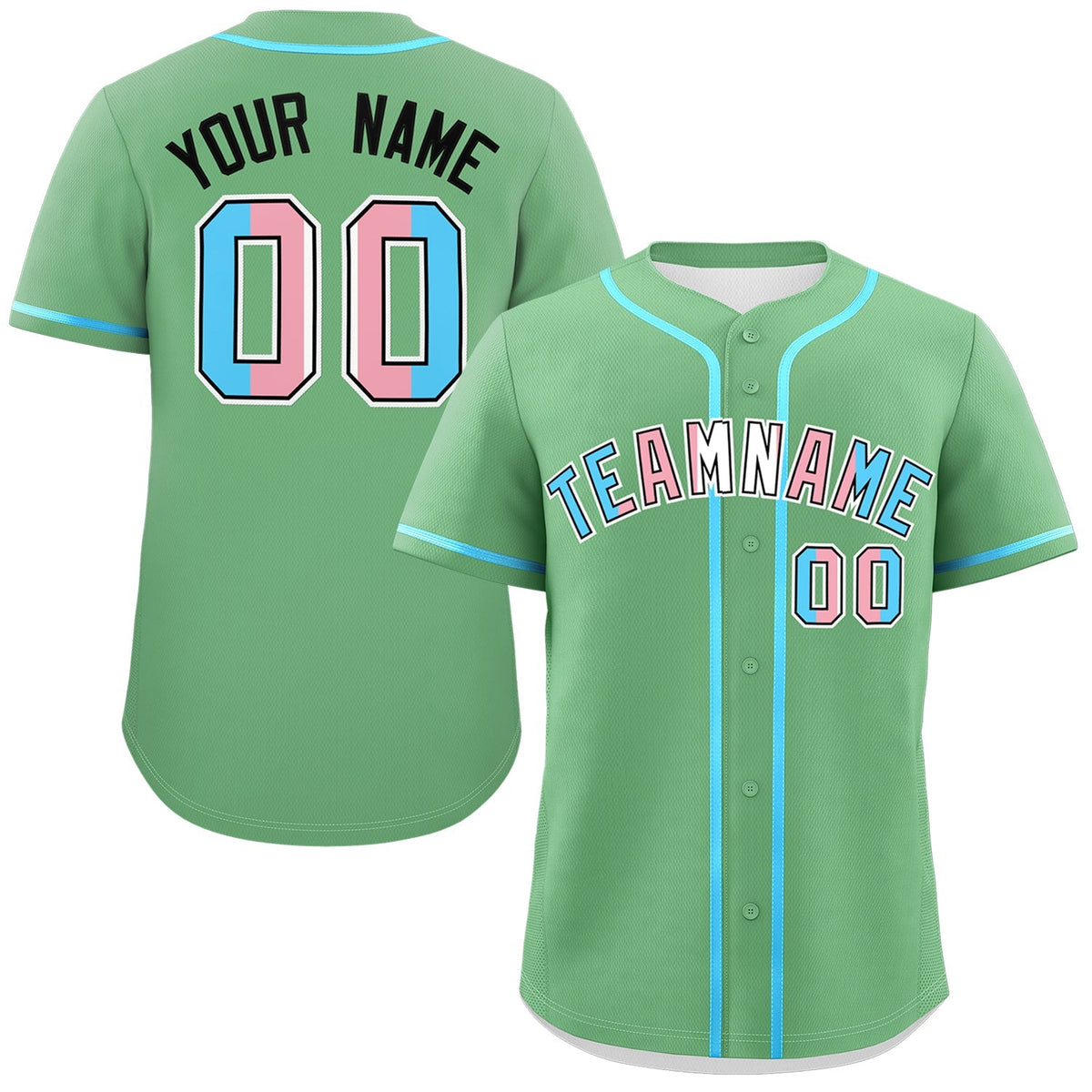 Custom Green Powder Blue White Transgender For Pride Month Classic Style Baseball Jersey| KXKSHOP