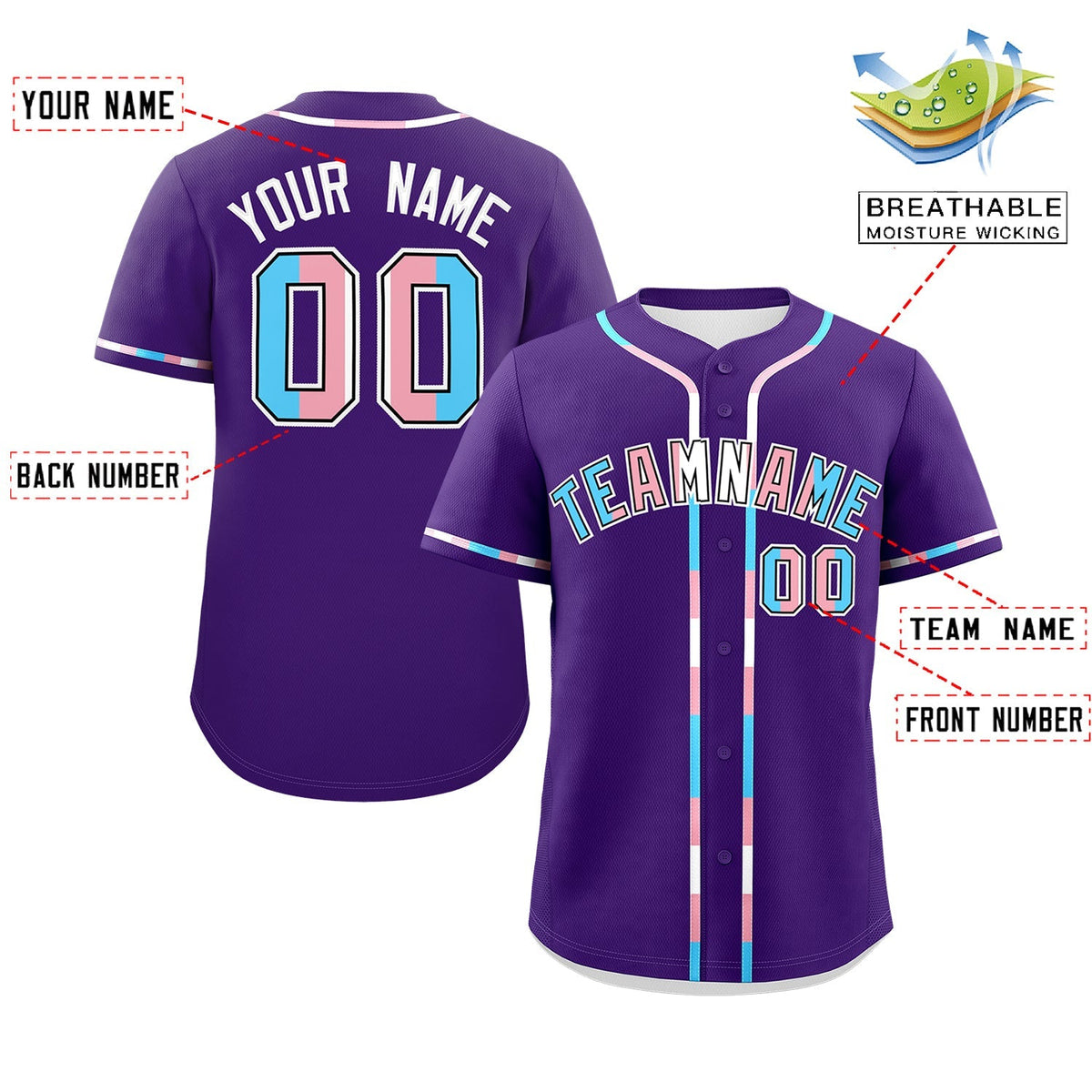 Custom Purple Transgender For Pride Month Classic Style Baseball Jersey| KXKSHOP