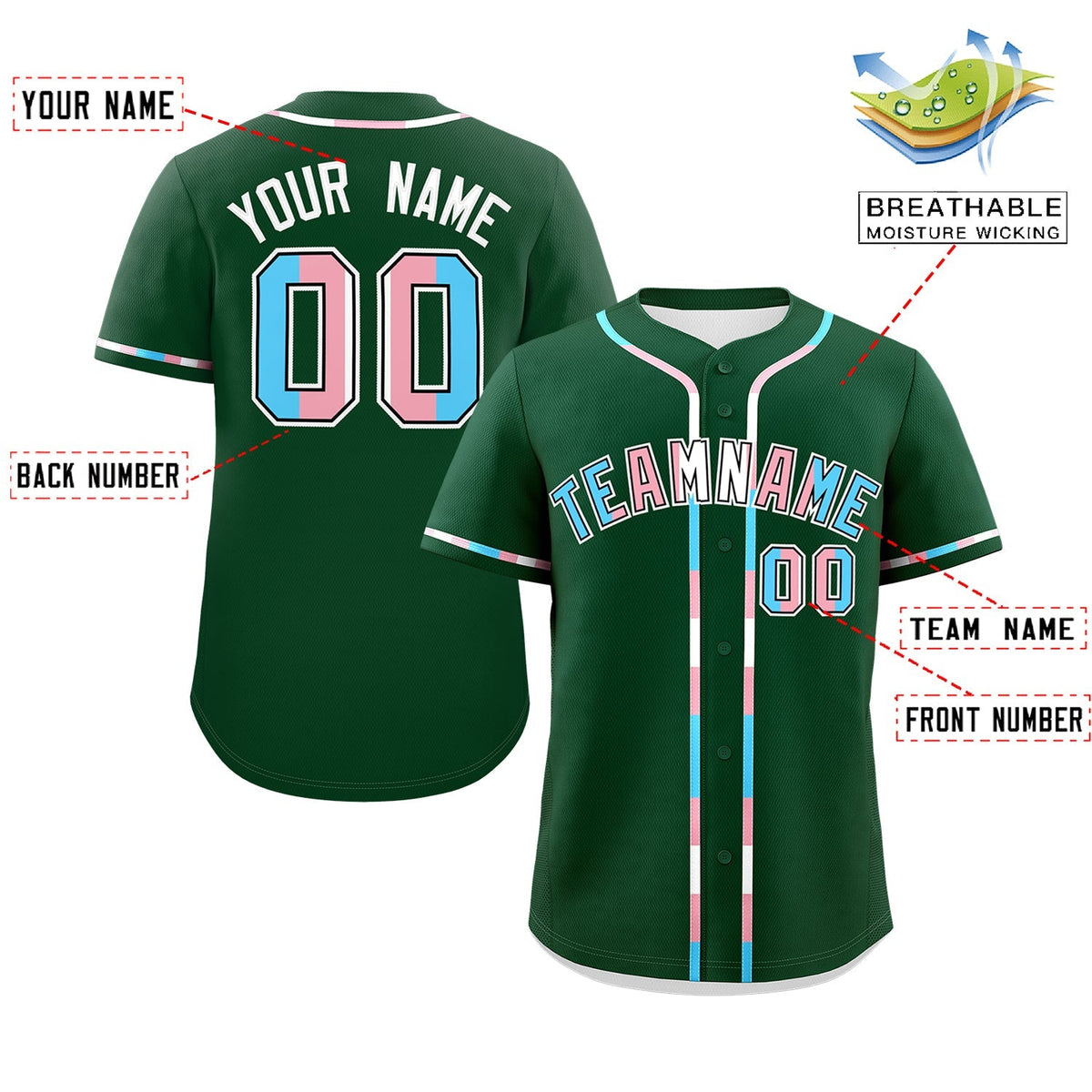 Custom Green Transgender For Pride Month Classic Style Baseball Jersey| KXKSHOP