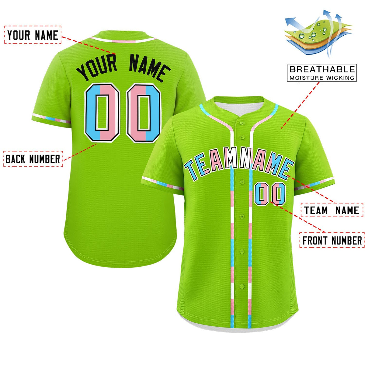 Custom Neon Green Transgender For Pride Month Classic Style Baseball Jersey| KXKSHOP