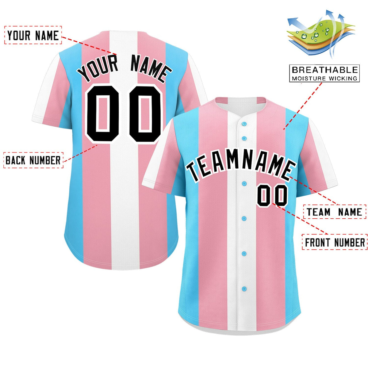 Custom White Light Pink Transgender For Pride Month Classic Style Baseball Jersey| KXKSHOP