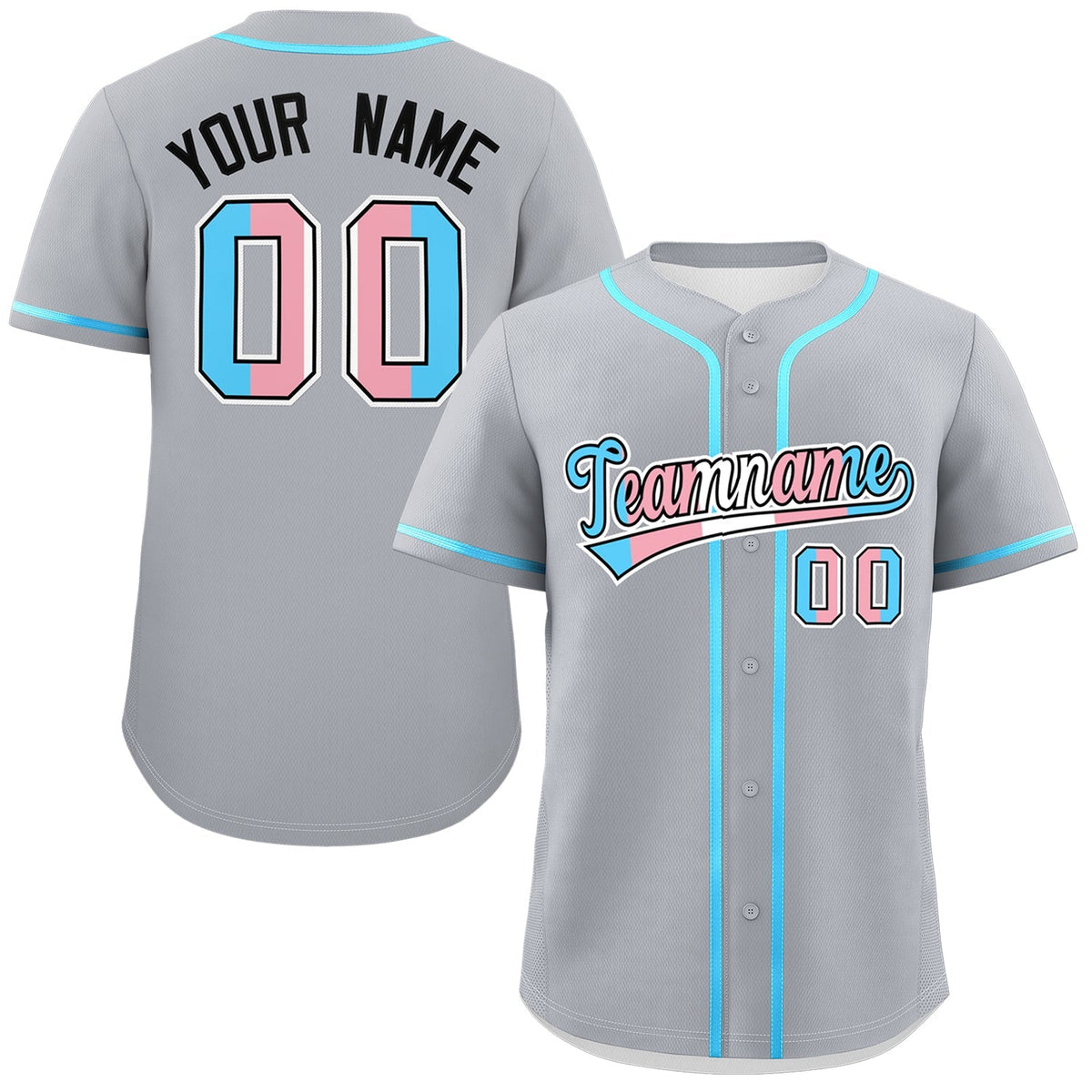 Custom Gray Powder Blue Transgender For Pride Month Classic Style Baseball Jersey| KXKSHOP