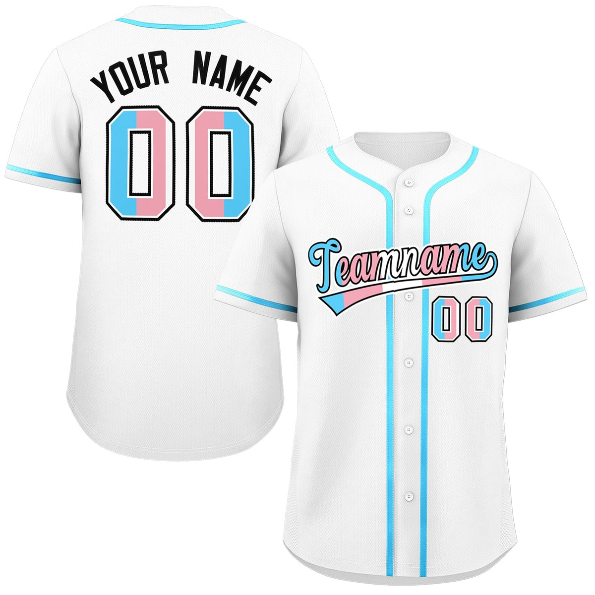 Custom White Powder Blue Transgender For Pride Month Classic Style Baseball Jersey| KXKSHOP