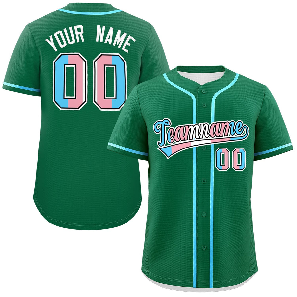 Custom Kelly Green Powder Blue Transgender For Pride Month Classic Style Baseball Jersey| KXKSHOP
