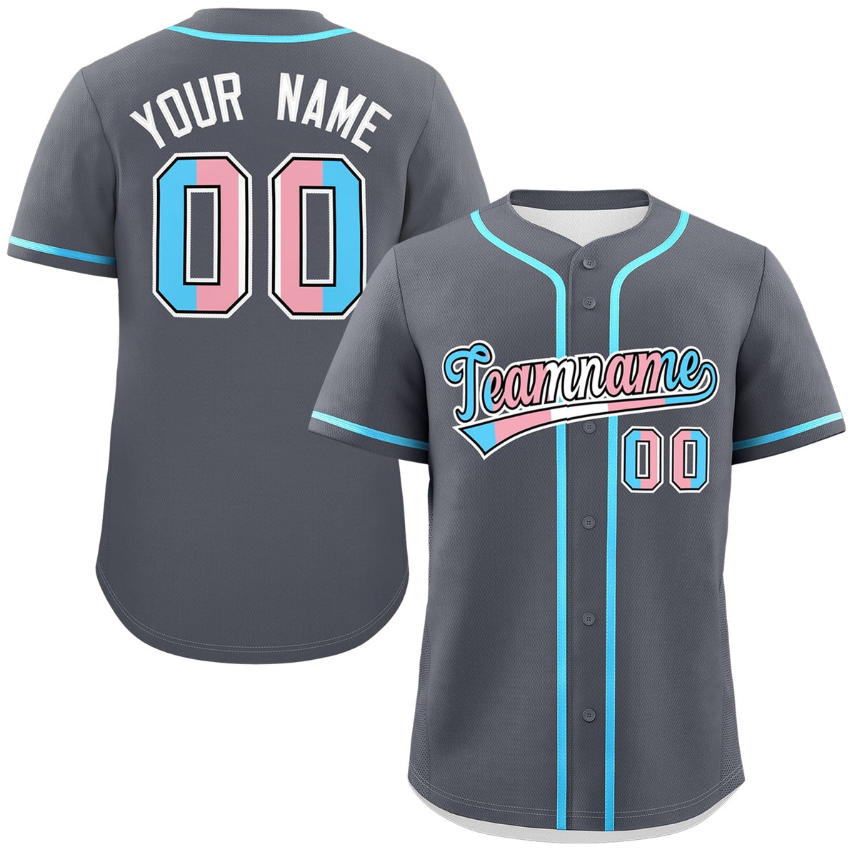 Custom Dark Gray Powder Blue Transgender For Pride Month Classic Style Baseball Jersey| KXKSHOP