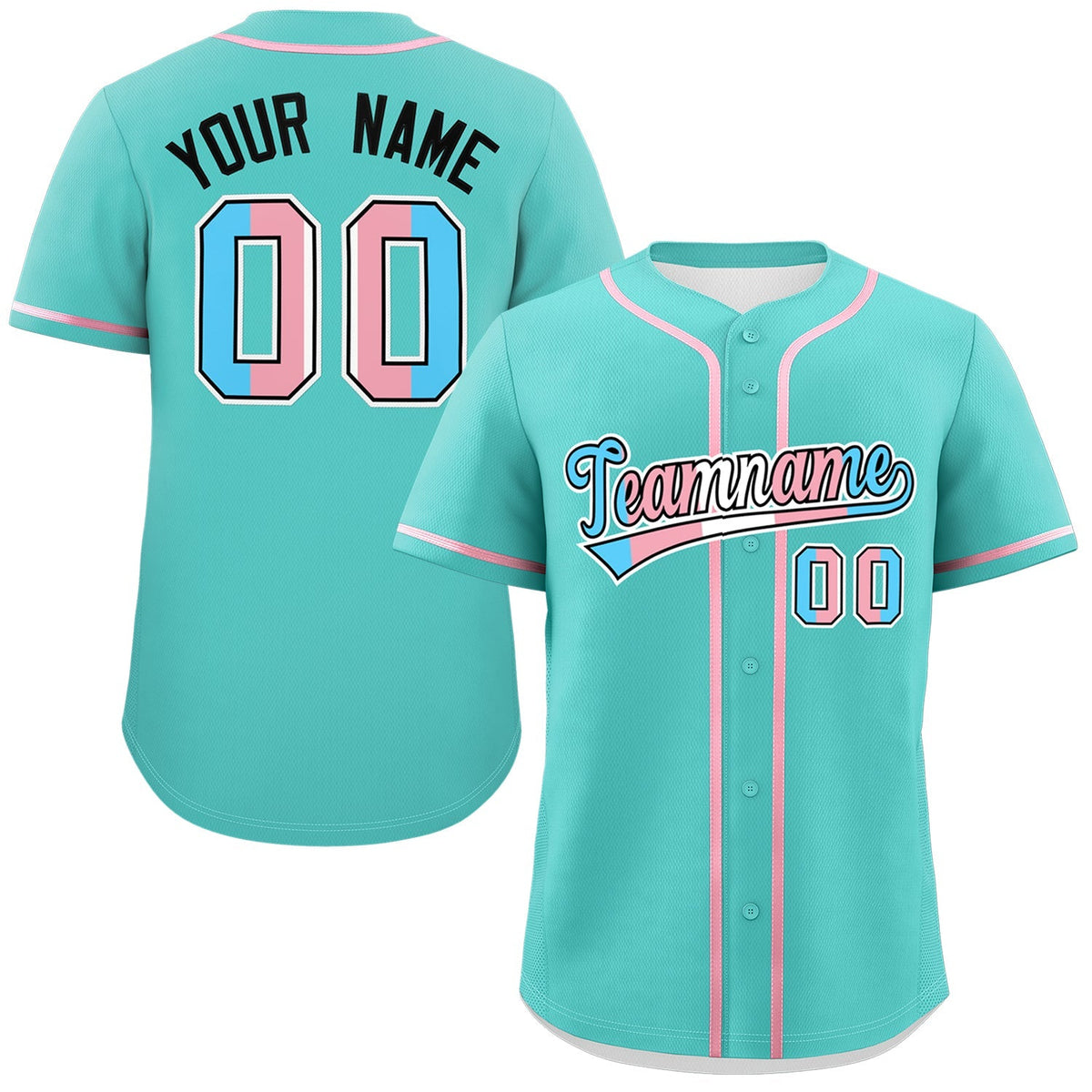 Custom Bright Green Powder Blue Transgender For Pride Month Classic Style Baseball Jersey| KXKSHOP