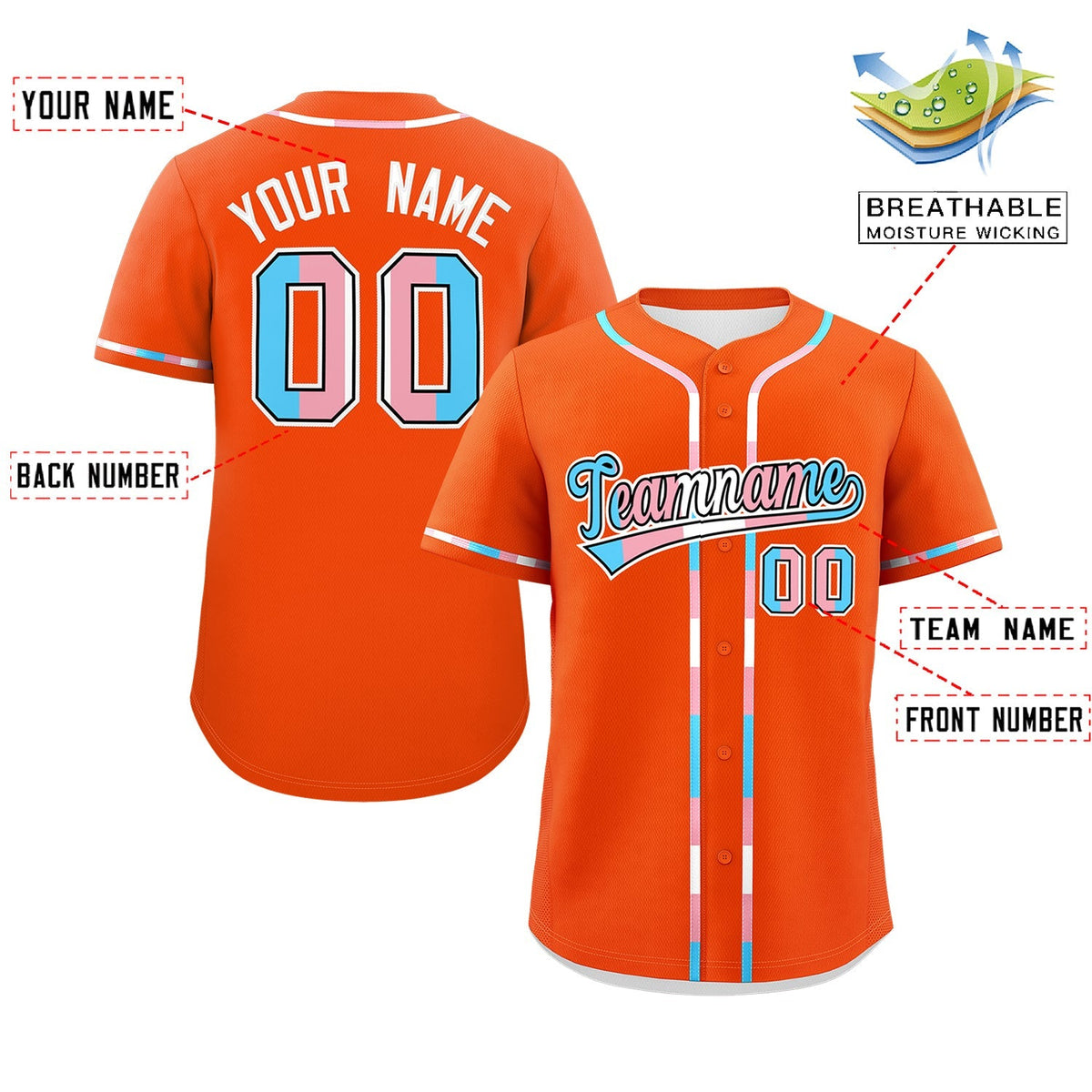 Custom Orange Transgender For Pride Month Classic Style Baseball Jersey| KXKSHOP