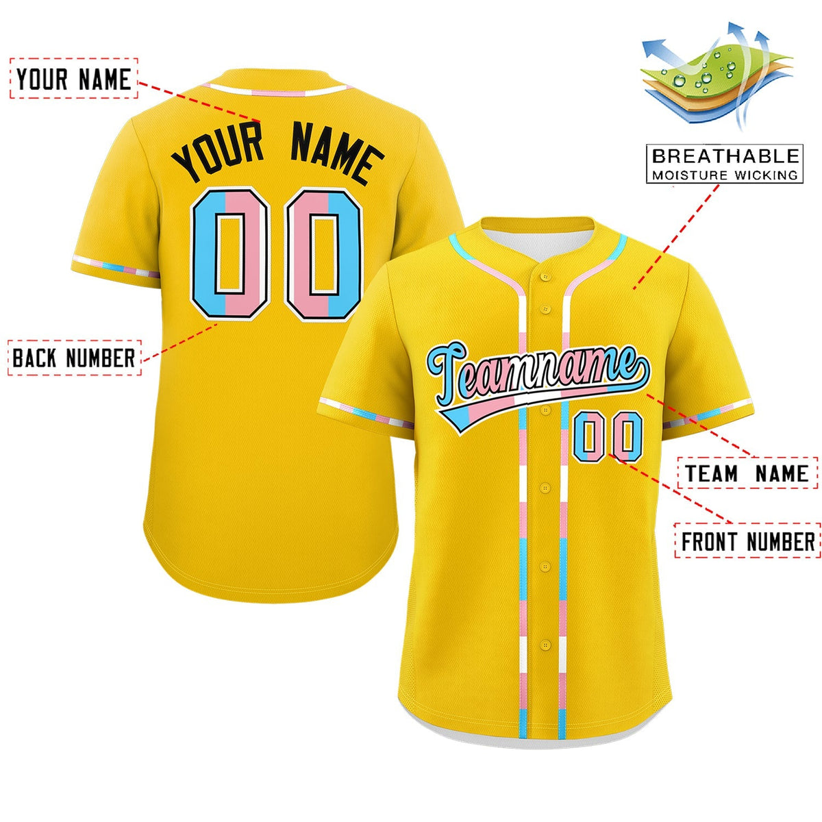 Custom Gold Transgender For Pride Month Classic Style Baseball Jersey| KXKSHOP