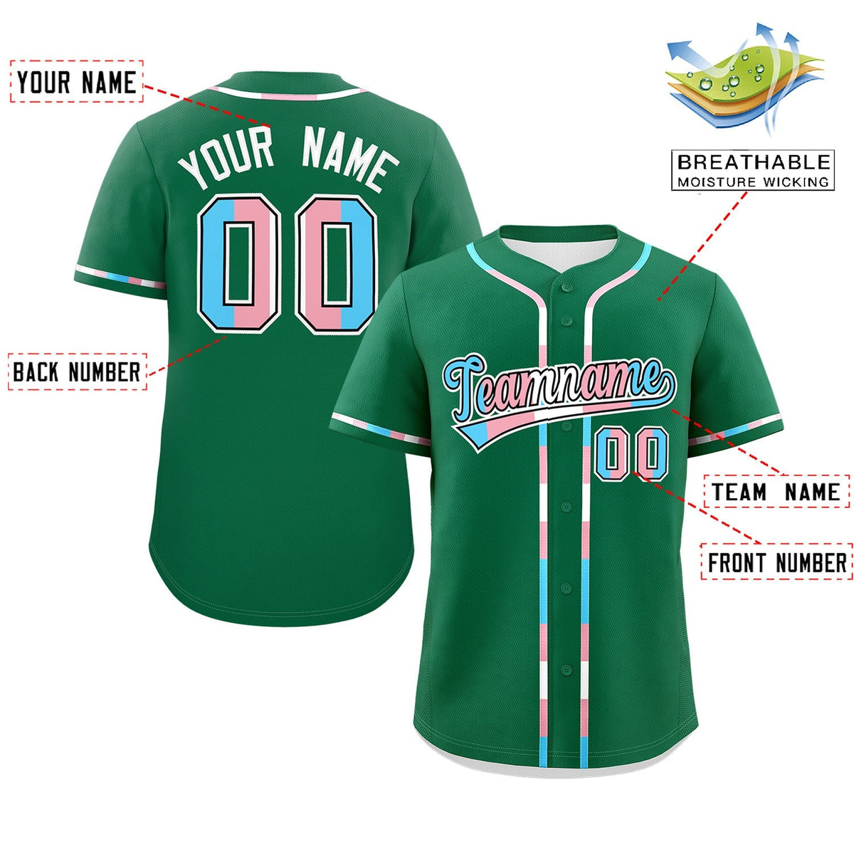 Custom Kelly Green Transgender For Pride Month Classic Style Baseball Jersey| KXKSHOP
