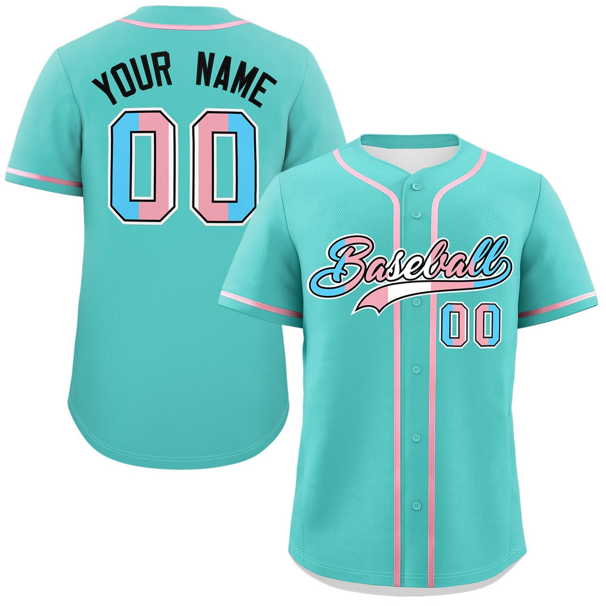 Custom Bright Green Powder Blue Transgender For Pride Month Classic Style Baseball Jersey| KXKSHOP