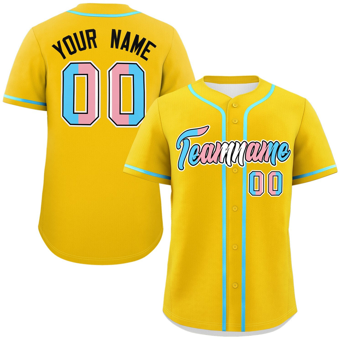 Custom Gold Powder Blue Transgender For Pride Month Classic Style Baseball Jersey| KXKSHOP