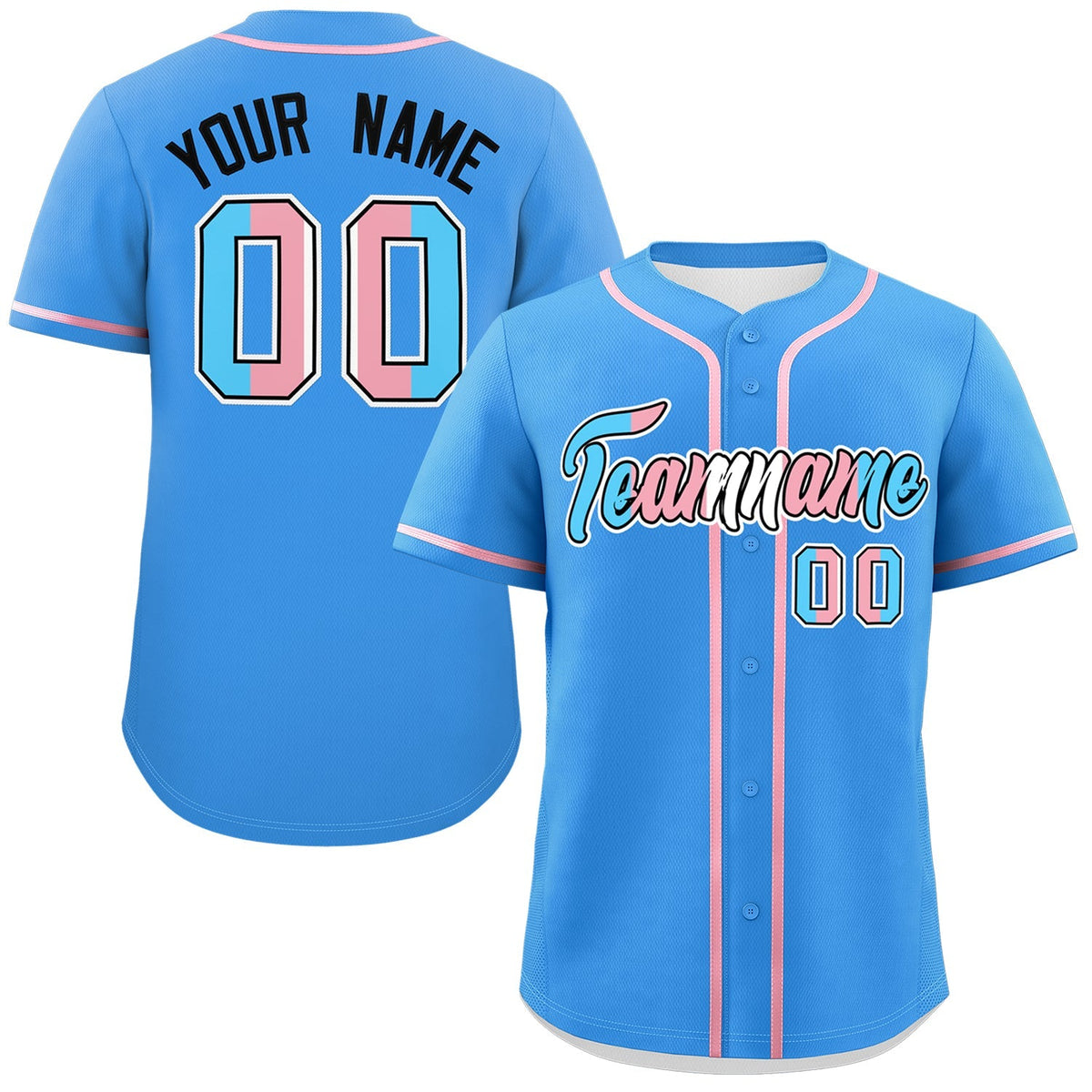 Custom Powder Blue Black Transgender For Pride Month Classic Style Baseball Jersey| KXKSHOP