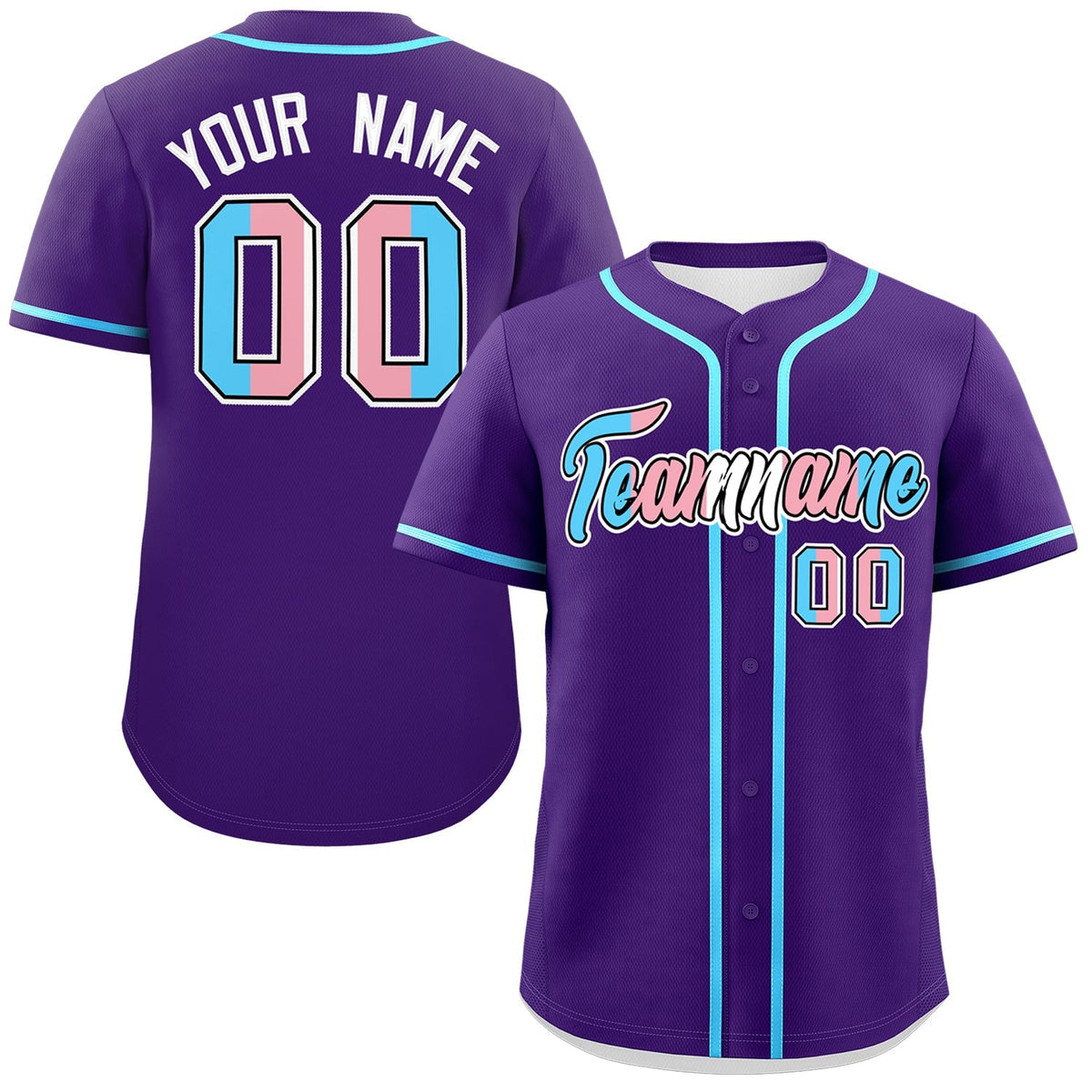 Custom Purple Powder Blue Transgender For Pride Month Classic Style Baseball Jersey| KXKSHOP