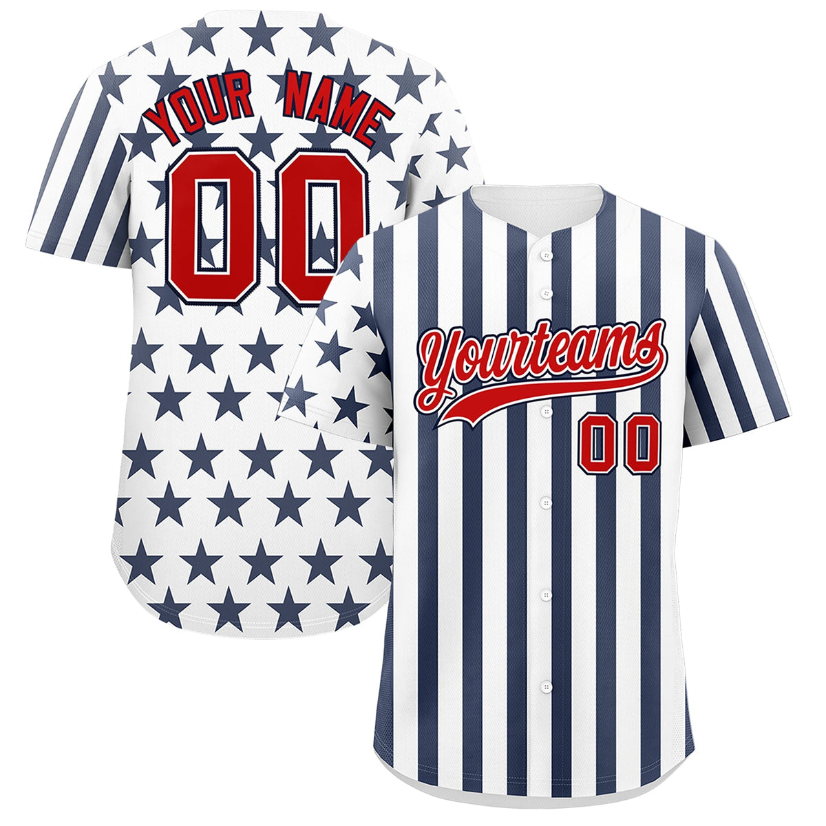 Custom White Navy American Flag Graffiti Pattern Baseball Jersey| KXKSHOP