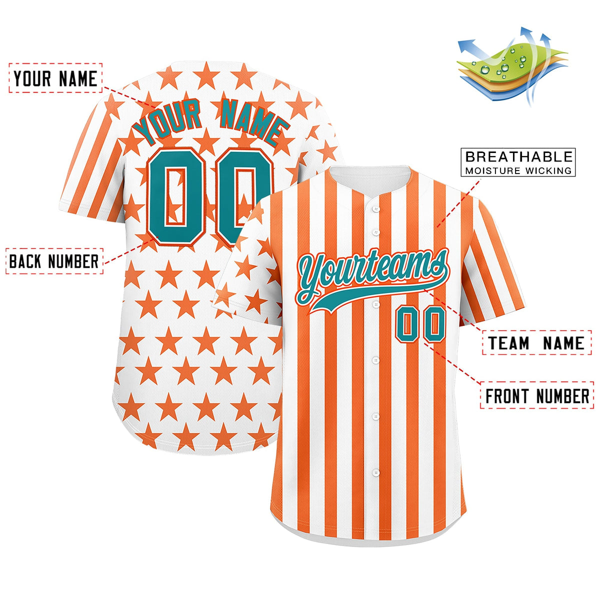 Custom White Orange American Flag Graffiti Pattern Baseball Jersey| KXKSHOP