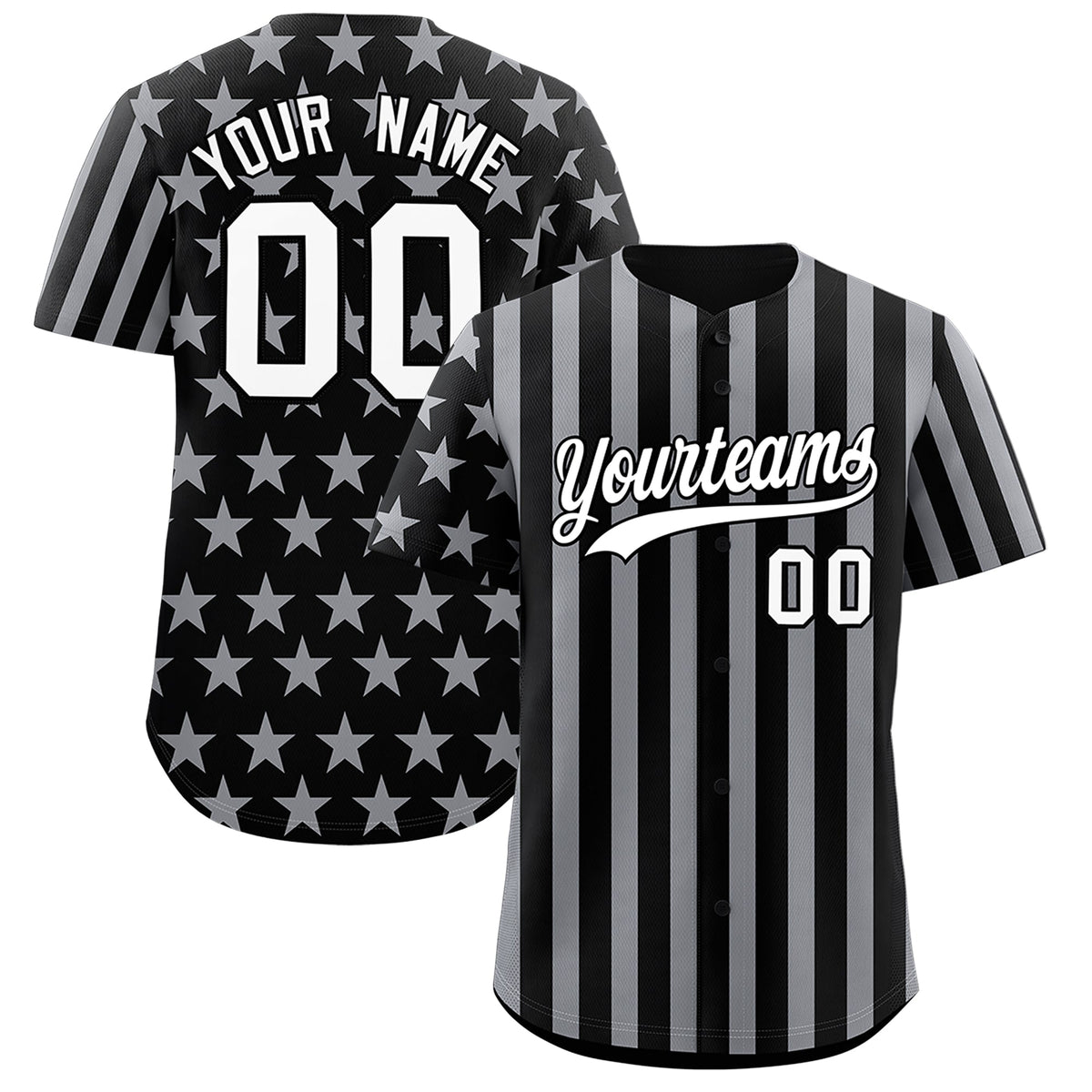 Custom Black Gray American Flag Graffiti Pattern Baseball Jersey| KXKSHOP