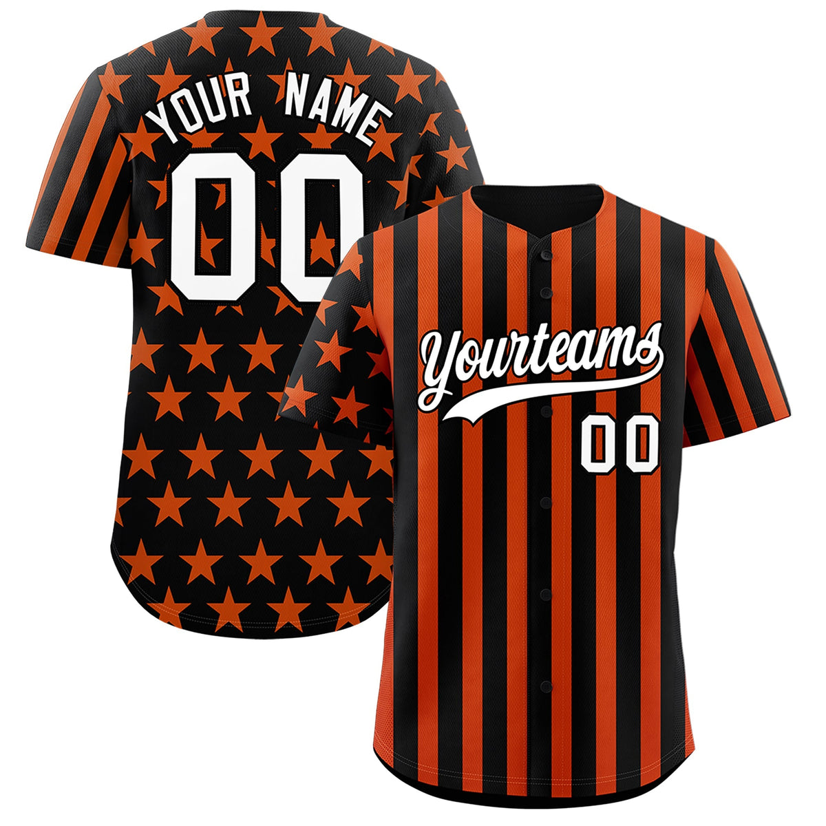 Custom Black Orange American Flag Graffiti Pattern Baseball Jersey| KXKSHOP